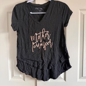 Latched Mama Charcoal Rose Gold Mother Pumper Nursing Tee size XS